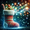 A close up of a digital stocking filled with multi layered holo
