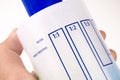 Close up a dilution ratio label of concentrated liquid chemicals on plastic bottles. Royalty Free Stock Photo