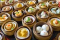 Close up dim sum chinese food in bamboo basket Royalty Free Stock Photo