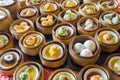 Close up dim sum chinese food in bamboo basket Royalty Free Stock Photo