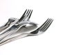 Close up dinning silverware fork , spoon and knife with dish on Royalty Free Stock Photo