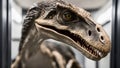 close up of a dinosaur The Velociraptor was a clue in the mystery case. It had been found near the crime scene,