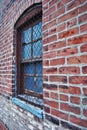 Close up of a dirty broken boarded up window sill on an abandoned building Royalty Free Stock Photo