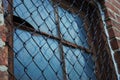 Close up of a dirty broken boarded up window sill on an abandoned building Royalty Free Stock Photo