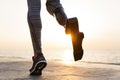 Close up of disabled athlete woman with prosthetic leg