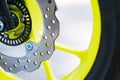 Close up of Disc brake of motorcycle wheels Royalty Free Stock Photo