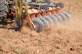 Close up of a disc harrow system, cultivate the soil Royalty Free Stock Photo