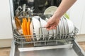 close-up dishwasher in an apartment Royalty Free Stock Photo