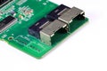 Close up Disk array controller card ( Raid ) with with double mini sas connector Royalty Free Stock Photo