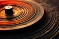 A close up of a distorted vinyl record, its grooves warped and irregular