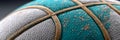 Close-Up of Distressed Basketball Surface with Blue and Gray Patches and Leather Texture Royalty Free Stock Photo