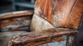 Close-up Of Distressed Leather Chair: Rustic Charm And Earth Tones