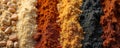 Close-up of diverse soil textures showing sand silt and clay cross section minerals