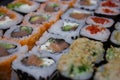 Close-Up of a Diverse Sushi Platter Royalty Free Stock Photo