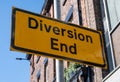 Close up of diversion end sign Liverpool Merseyside March 2020