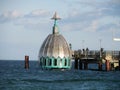 Close up of diving gondola or diving bell at the pier in Zingst on DarÃ Royalty Free Stock Photo