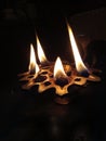 Close up of diya. It's also known as pancha Pradip in india.