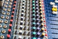 Close-up of DJ`s audio mixing console Royalty Free Stock Photo