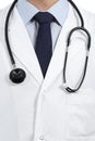 Close up of a doctor coat and stethoscope