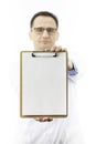 Close up doctor holding blank clipboard with copy space for text. Statistics Royalty Free Stock Photo