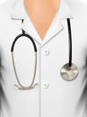 Close up of a doctors lab white coat and stethosco Royalty Free Stock Photo