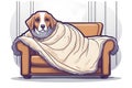 Close-up of a dog in bed under a blanket. Pets concept. Playground AI platform. Royalty Free Stock Photo