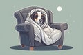 Close-up of a dog in bed under a blanket. Pets concept. Playground AI platform. Royalty Free Stock Photo