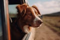 Close-up of a dog looking out of a car window Royalty Free Stock Photo