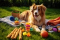 close-up of dog toys and treats on grass Royalty Free Stock Photo