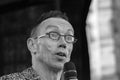 Close Up Dolf Jansen At The Edcuation Public Demonstration On The Dam Square Amsterdam The Netherlands 2019 In Black And White