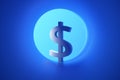 Close-up of dollar currency icon in blue tunnel