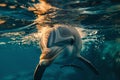 Close up of Dolphin swimming underwater in sea Royalty Free Stock Photo