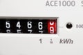 Close-up of a domestic kWh electric meter and numbers. Royalty Free Stock Photo