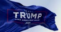 Close-up of Donald Trump election campaign flag waving