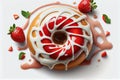 Close up donut white chocolate and strawberry. Ai generated