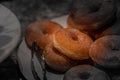Close up donuts on plate Royalty Free Stock Photo