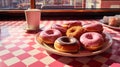 Close-up of donuts served in plate