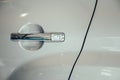 Close up door car whit handle. Royalty Free Stock Photo