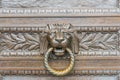 Close-up door handle lion with ring in mouth, classic knocker Royalty Free Stock Photo