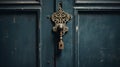 A close up of a door with an ornate handle and lock, AI