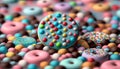 a close up of a doughnut surrounded by sprinkles. generative ai