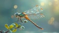 Close Up of a Dragonfly Perched on a Branch Royalty Free Stock Photo