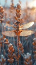 Close-up of a dragonfly resting on a reed Royalty Free Stock Photo