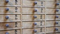 Close up of drawers for Omikuji - Paper Fortune at Sensoji Asakusa Kannon Temple