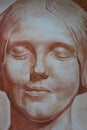 Close up drawing of a woman portrait head pastels Royalty Free Stock Photo