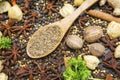 Dried caraway seeds with herbs and spices