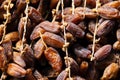 Close up of Dried date palm fruits, thai street food market Royalty Free Stock Photo