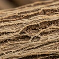 Close-up of a dried, fibrous plant material, possibly a tree bark or root section. The Royalty Free Stock Photo