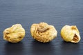 Close up of dried figs on a black background Royalty Free Stock Photo