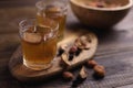 Close-up of dried fruit compote on rustic wooden background Royalty Free Stock Photo